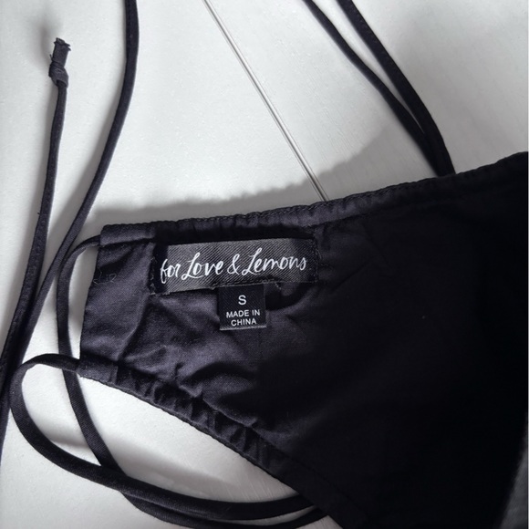 For Love & Lemons Joanna Crop Top With Open Back Tie Closure In Black Size S - Picture 8 of 11